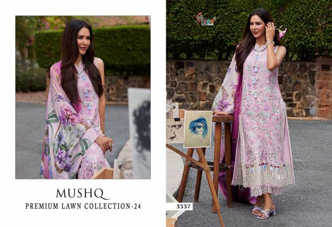 Mushq Premium Lawn Collection 24 By Shree Cambric Cotton Pakistani Suits Wholesale Price In Surat
